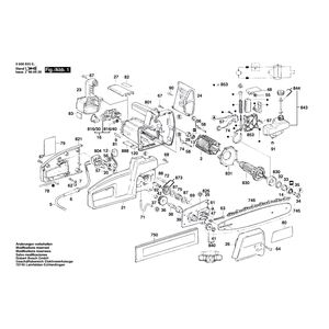 Запчасти для цепной пилы Bosch AKE 30 B 230 V 0600835003, деталировка 1