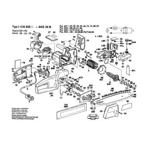 Запчасти для цепной пилы Bosch AKE 350 B 230 V 0600835309, деталировка 1 Запчасти для цепной пилы Bosch AKE 350 B 230 V 0600835309, деталировка 1