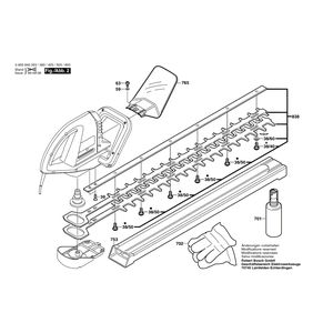 Запчасти для кустореза Bosch AHS 700 230 V 0600840403, деталировка 2 Запчасти для кустореза Bosch AHS 700 230 V 0600840403, деталировка 2