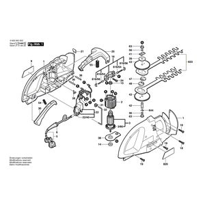 Запчасти для кустореза Bosch AHS 4-15 230 V 0600842603, деталировка 1 Запчасти для кустореза Bosch AHS 4-15 230 V 0600842603, деталировка 1