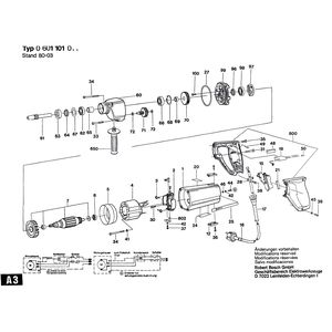 Запчасти для дрели Bosch UB(J)75B 26 230 V 0601101917, деталировка 1