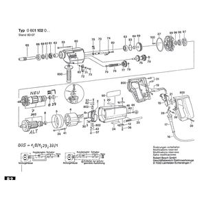 Запчасти для дрели Bosch UB2J75 UB2/75 230 V 0601102014, деталировка 1