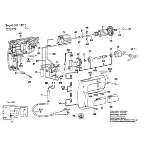Запчасти для дрели Bosch 220 V 0601122903, деталировка 1