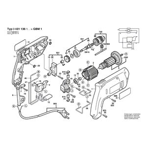 Запчасти для дрели Bosch GBM 1 230 V 0601136103, деталировка 1
