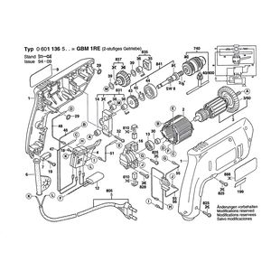 Запчасти для дрели Bosch GBM 1 RE 230 V 0601136503, деталировка 1