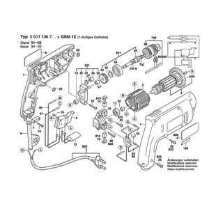 Запчасти для дрели Bosch GBM 1 E 230 V 0601136765, деталировка 1