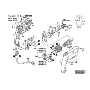 Запчасти для дрели Bosch GBM 350 230 V 0601139060, деталировка 1