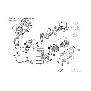 Запчасти для дрели Bosch GBM 350 230 V 0601139103, деталировка 1