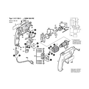 Запчасти для дрели Bosch GBM 350 RE 230 V 0601139603, деталировка 1