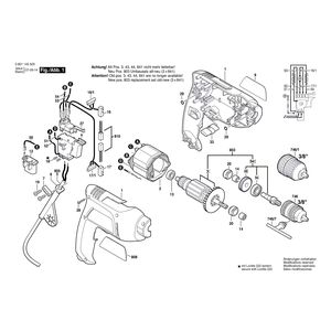 Запчасти для дрели Bosch GBM 6 RE 230 V 0601145565, деталировка 1