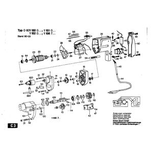 Запчасти для дрели Bosch 230 V 0601156703, деталировка 1