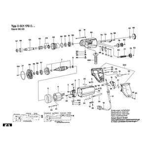 Запчасти для дрели Bosch 220 V 0601170014, деталировка 1