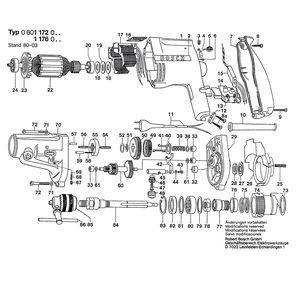 Запчасти для дрели Bosch 220 V 0601176003, деталировка 1