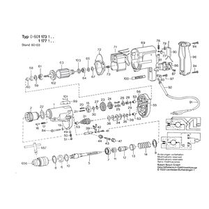 Запчасти для дрели Bosch 220 V 0601177103, деталировка 1