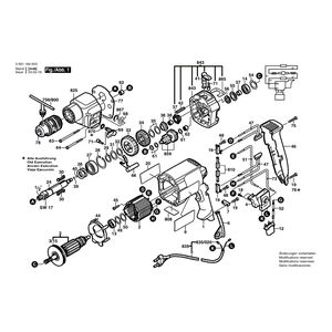 Запчасти для ударной дрели Bosch GSB 20-2 230 V 0601184003, деталировка 1