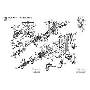 Запчасти для ударной дрели Bosch GSB 20-2 RCE 230 V 0601192703, деталировка 1