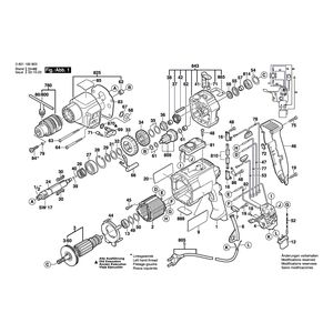 Запчасти для ударной дрели Bosch GSB 20-2 RET 230 V 0601192880, деталировка 1