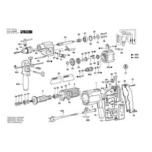 Запчасти для ударной дрели Bosch GSB 20-2 RE 220 V 0601198703, деталировка 1