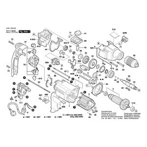 Запчасти для ударной дрели Bosch GSB 20-2 RE 230 V 060119B503, деталировка 1