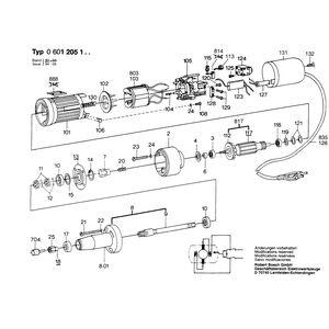 Запчасти для прямой шлифовальной машины Bosch 24 V 0601205100, деталировка 1