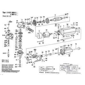 Запчасти для угловой шлифмашины Bosch USW(J)77 220 V 0601300003, деталировка 1