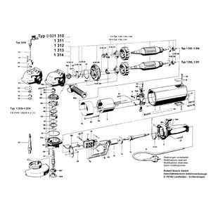 Запчасти для угловой шлифмашины Bosch 240 V 0601314004, деталировка 1