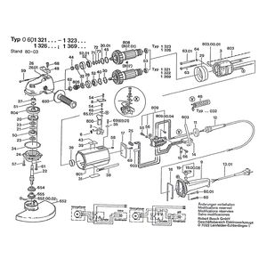 Запчасти для угловой шлифмашины Bosch 220 V 0601321003, деталировка 1