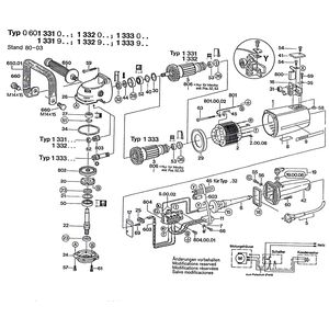 Запчасти для угловой шлифмашины Bosch 220 V 0601331003, деталировка 1