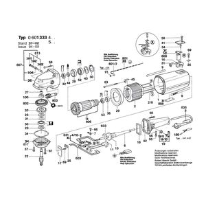 Запчасти для угловой шлифмашины Bosch 220 V 0601333403, деталировка 1