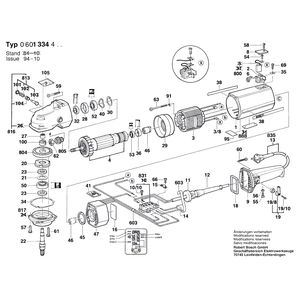 Запчасти для угловой шлифмашины Bosch 220 V 0601334403, деталировка 1