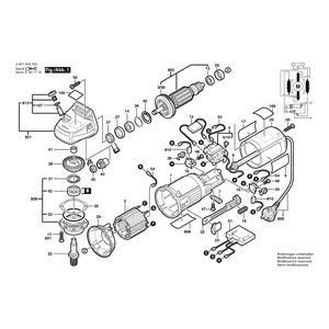 Запчасти для угловой шлифмашины Bosch GWS 9-125 CM 230 V 0601343103, деталировка 1