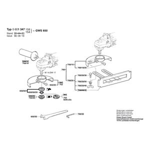 Запчасти для угловой шлифмашины Bosch GWS 650 230 V 0601347158, деталировка 2