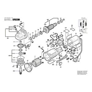 Запчасти для угловой шлифмашины Bosch GWS 7-125 230 V 0601348103, деталировка 1