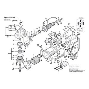Запчасти для угловой шлифмашины Bosch 230 V 0601348703, деталировка 1