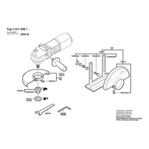 Запчасти для угловой шлифмашины Bosch 230 V 0601348703, деталировка 2