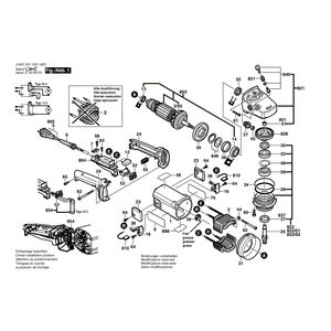 Запчасти для угловой шлифмашины Bosch GWS 19-180 230 V 0601351103, деталировка 1