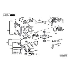 Запчасти для угловой шлифмашины Bosch GWS 19-180 230 V 0601351103, деталировка 2
