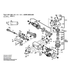 Запчасти для угловой шлифмашины Bosch GWS 2000-230 230 V 0601352120, деталировка 1