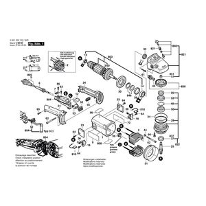 Запчасти для угловой шлифмашины Bosch GWS 19-230 230 V 0601352803, деталировка 1