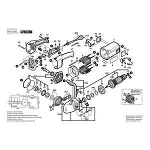 Запчасти для шлицефрезерной машины Bosch GSF 100 A 230 V 0601367703, деталировка 1