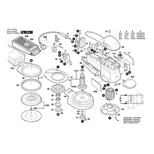 Запчасти для эксцентриковой шлифмашины Bosch GEX 125 AC 230 V 0601372503, деталировка 1