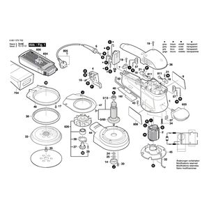 Запчасти для эксцентриковой шлифмашины Bosch GEX 150 AC 230 V 0601372703, деталировка 1