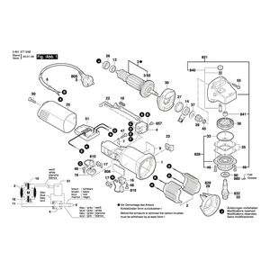 Запчасти для угловой шлифмашины Bosch GWS 850 C 230 V 06013777AE, деталировка 1