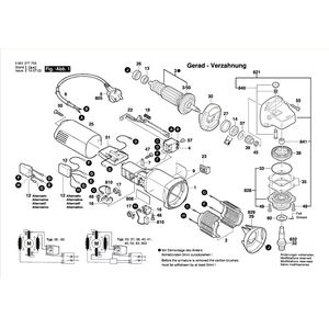 Запчасти для угловой шлифмашины Bosch GWS 8-125 C 230 V 0601377903, деталировка 1