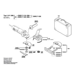Запчасти для угловой шлифмашины Bosch GWS 7-115 230 V 0601380003, деталировка 2