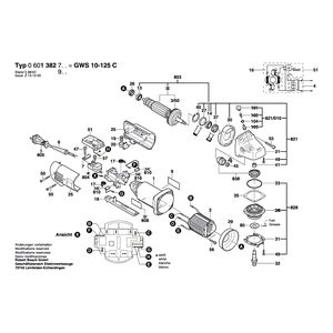 Запчасти для угловой шлифмашины Bosch GWS 10-125 C 230 V 0601382903, деталировка 1