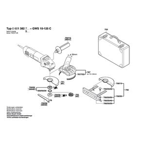 Запчасти для угловой шлифмашины Bosch GWS 10-125 C 230 V 0601382903, деталировка 2