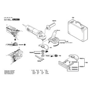 Запчасти для угловой шлифмашины Bosch GWS 14-125 C 230 V 0601384903, деталировка 2