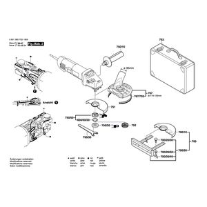 Запчасти для угловой шлифмашины Bosch GWS 14-125 CE 230 V 0601385703, деталировка 2