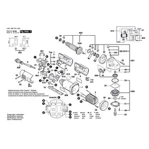 Запчасти для угловой шлифмашины Bosch GWS 14-150 C 230 V 0601386903, деталировка 1